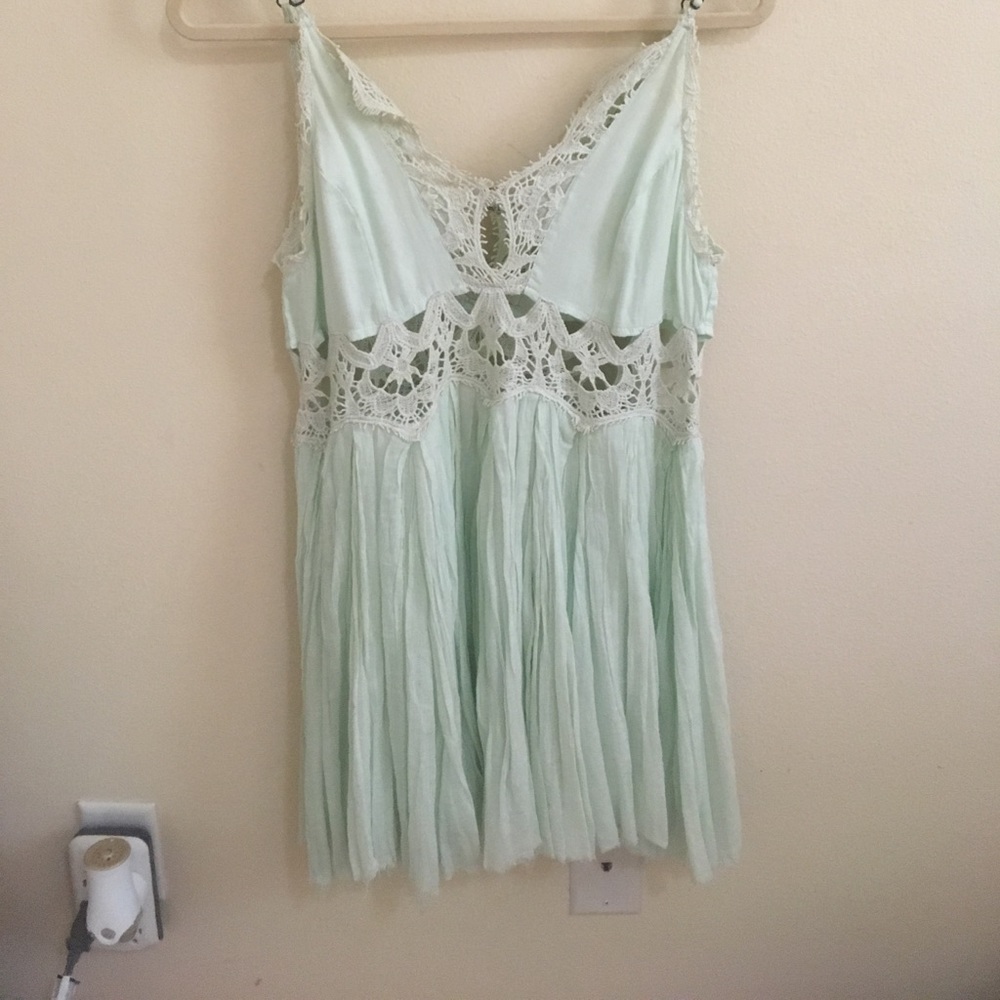 Free people flowy pastel green mini slip dress